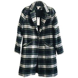 Rachel Zoe NWT green plaid wool coat Sz S